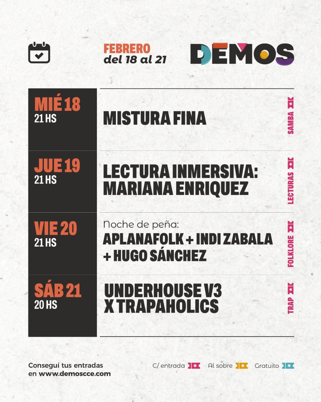 DEMOS DEL 18 AL 21 DE FEBRERO