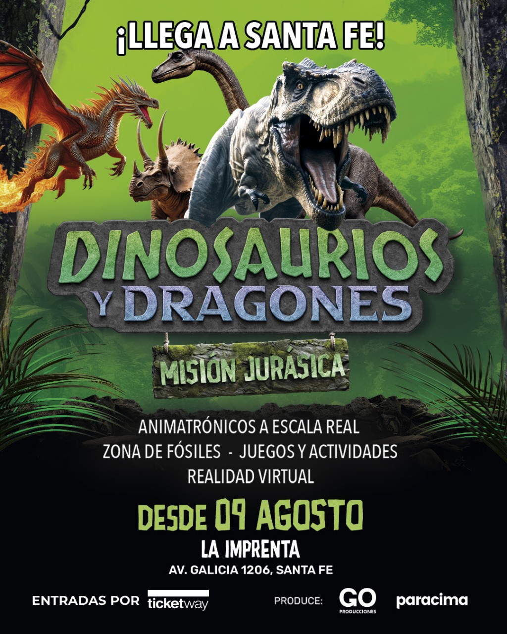 LLEGA A SANTA FE UNA AVENTURA PREHISTÓRICA Y FANTÁSTICA: “DINOSAURIOS Y DRAGONES: MISIÓN JURÁSICA”