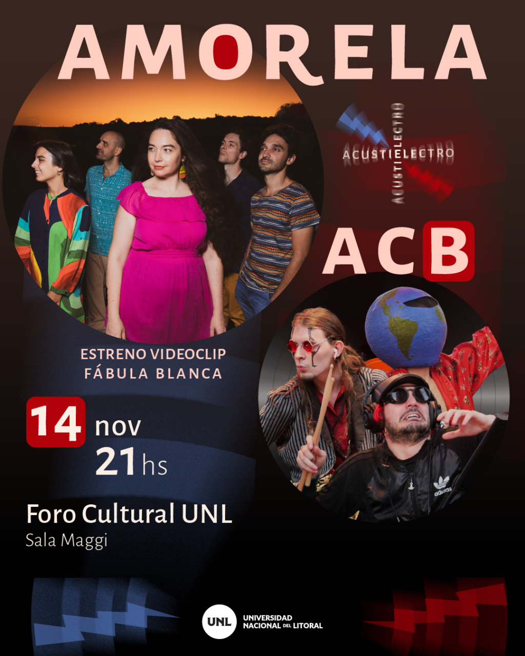 NOCHE ACUSTIELECTRO EN EL FORO CULTURAL CON LOS SHOWS DE AMORELA Y ACB