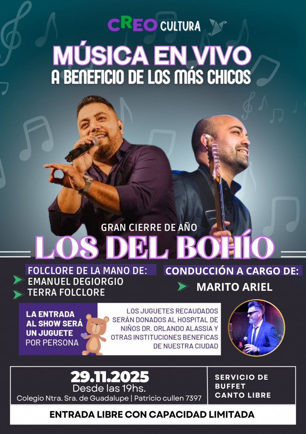 MÚSICA EN VIVO A BENEFICIO DE LOS MÁS CHICOS 